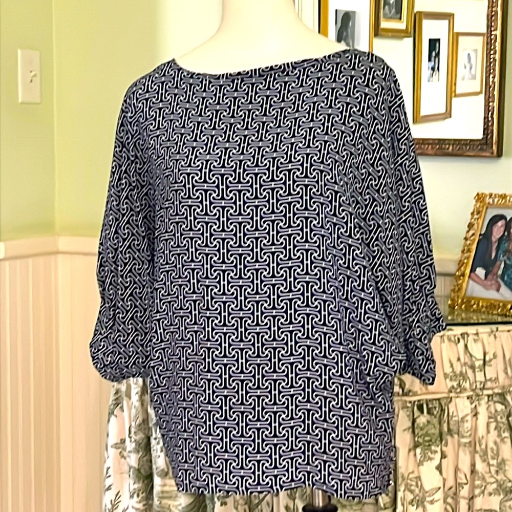 Trina turk navy print blouse